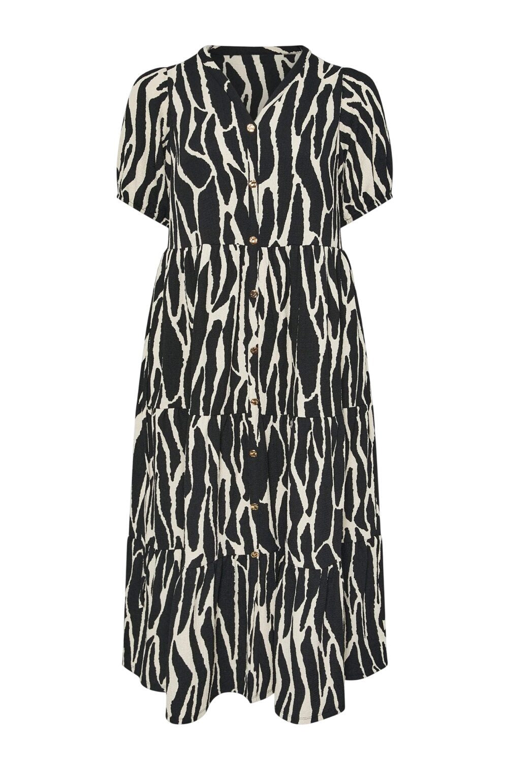 Plus Size V-Ausschnitt Midi-Kleid