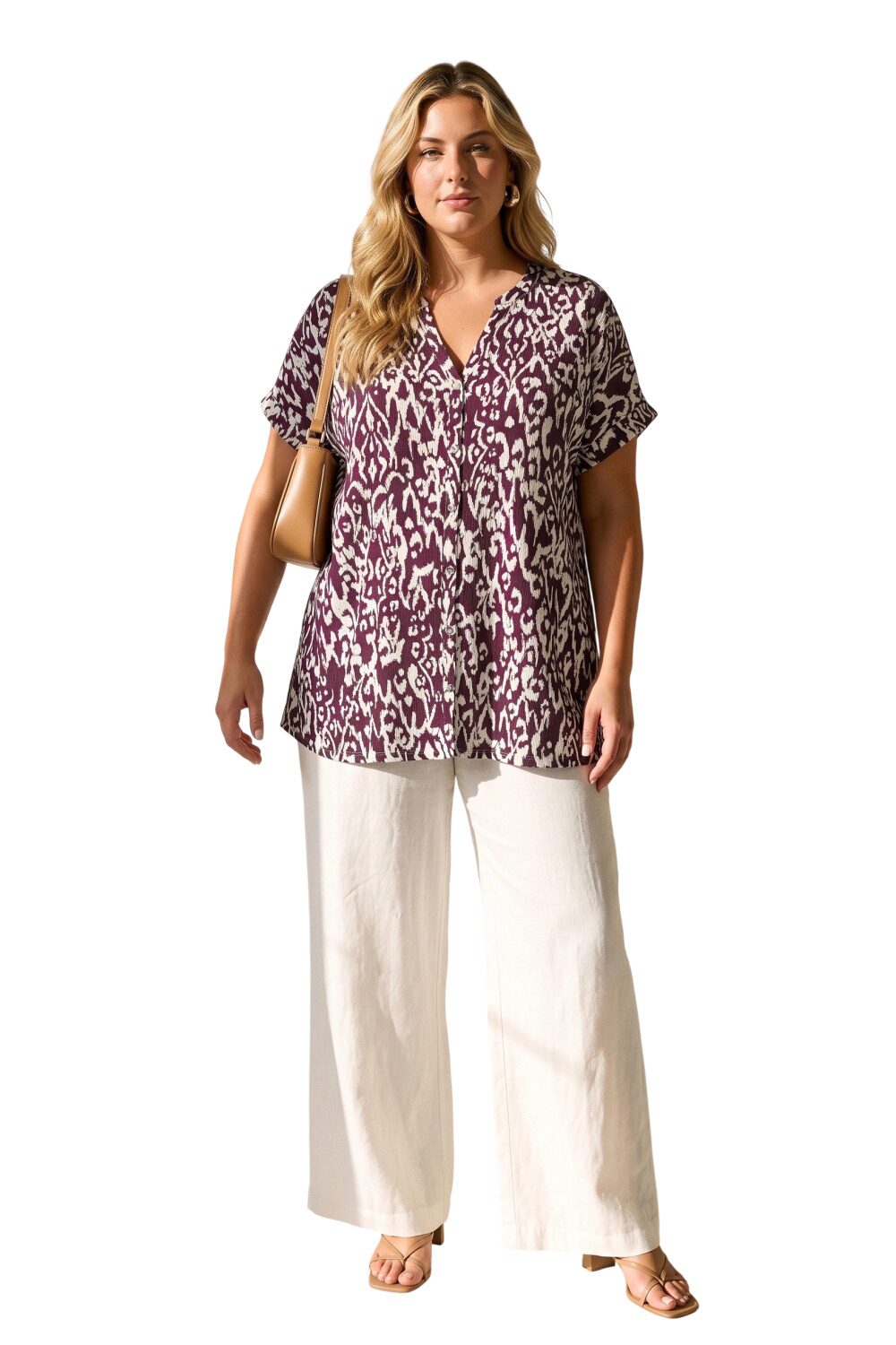 Plus Size V-Ausschnitt Kurzarmshirt