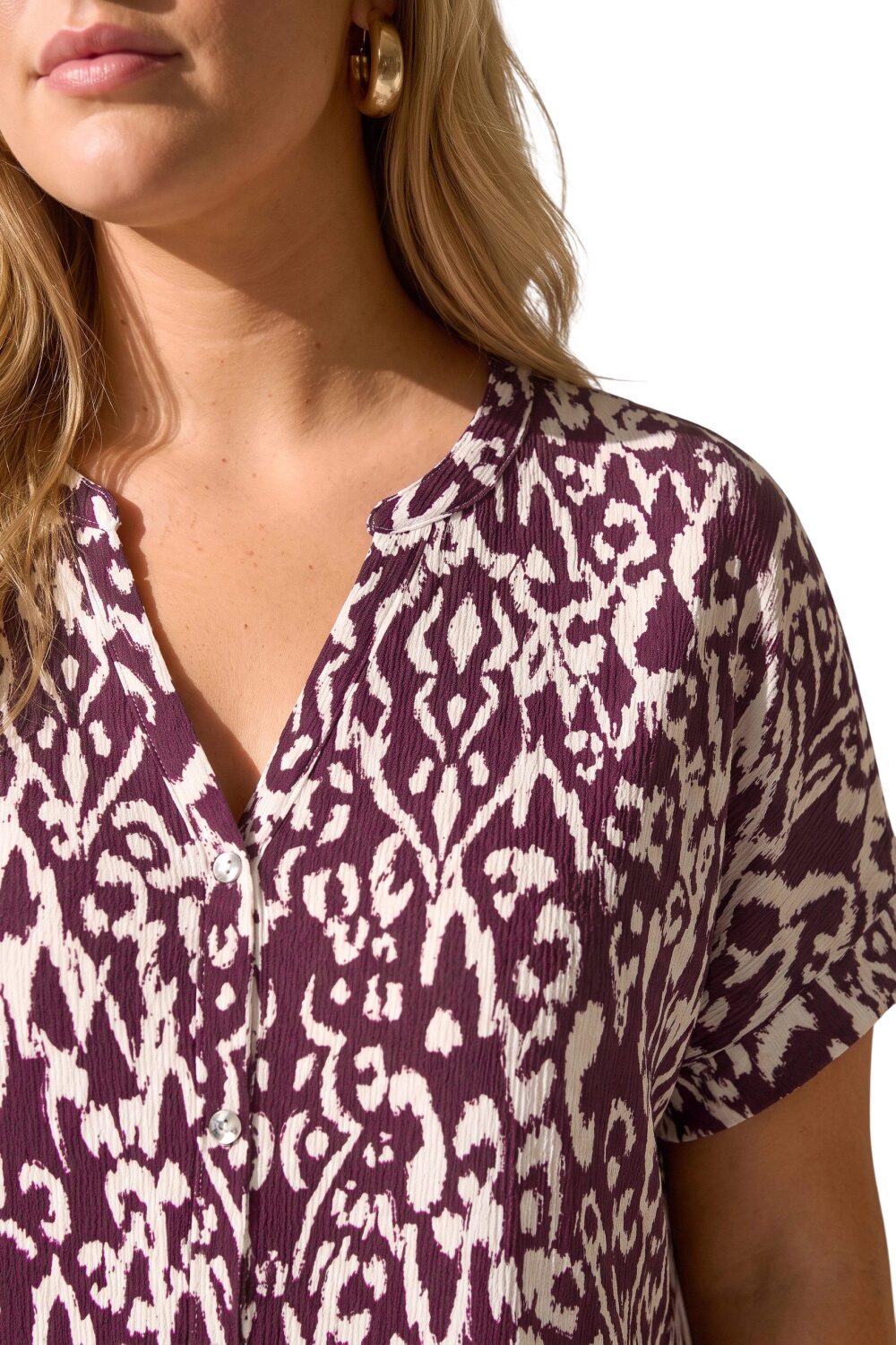 Plus Size V-Ausschnitt Kurzarmshirt