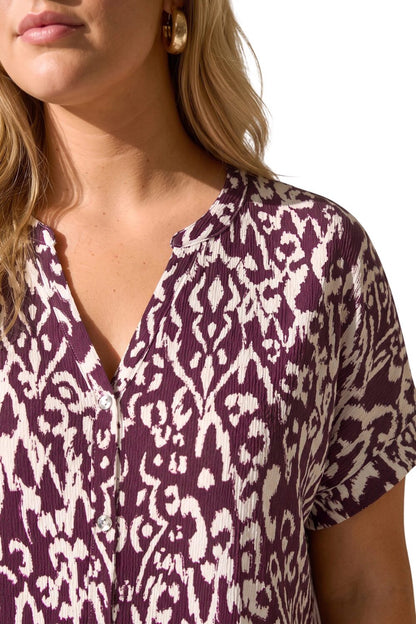 Plus Size V-Ausschnitt Kurzarmshirt