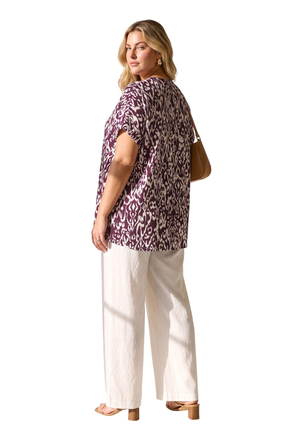 Plus Size V-Ausschnitt Kurzarmshirt