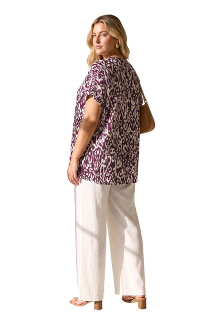 Plus Size V-Ausschnitt Kurzarmshirt