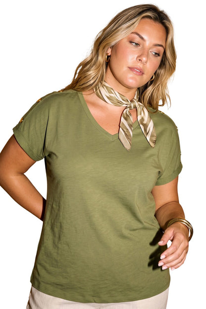 Große Größen V-Ausschnitt T-Shirt