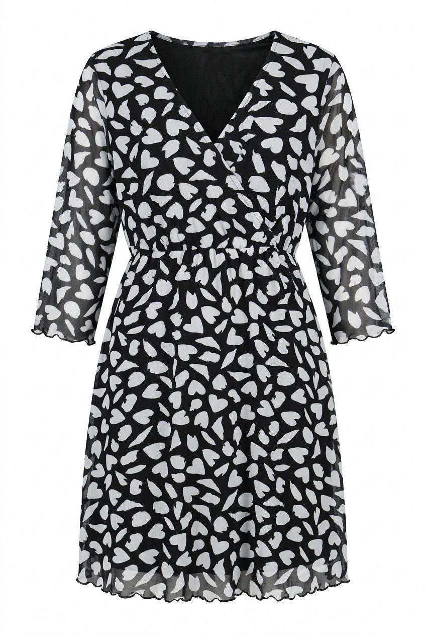 Plus Size V-Ausschnitt Midi-Kleid mit Futter
