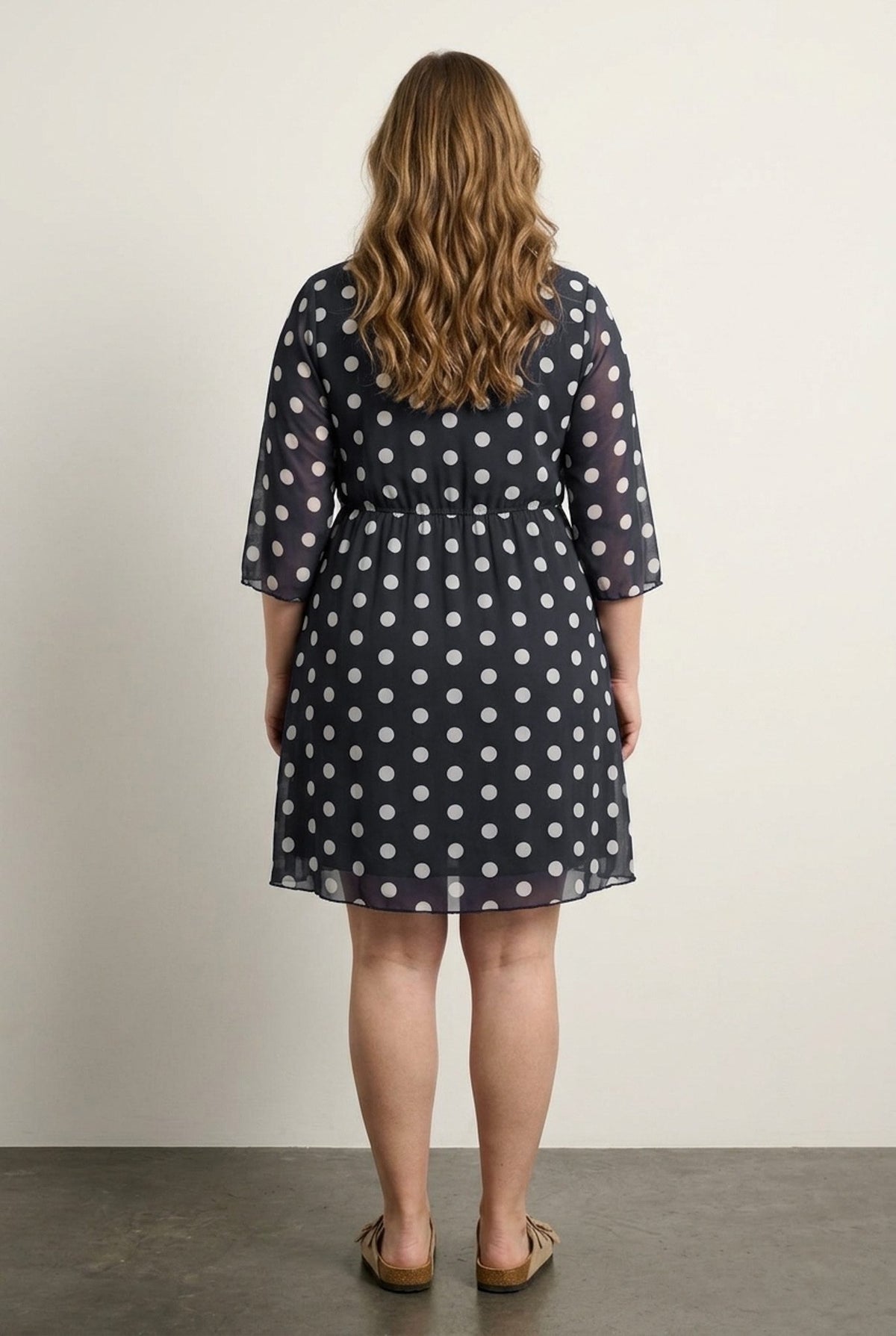 Plus Size V-Ausschnitt Midi Kleid