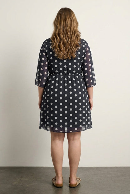 Plus Size V-Ausschnitt Midi Kleid
