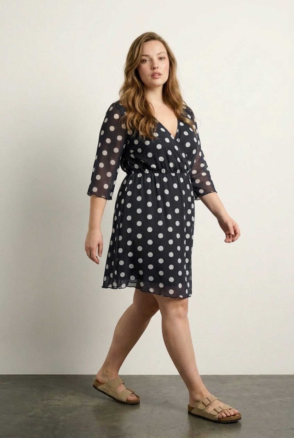 Plus Size V-Ausschnitt Midi Kleid