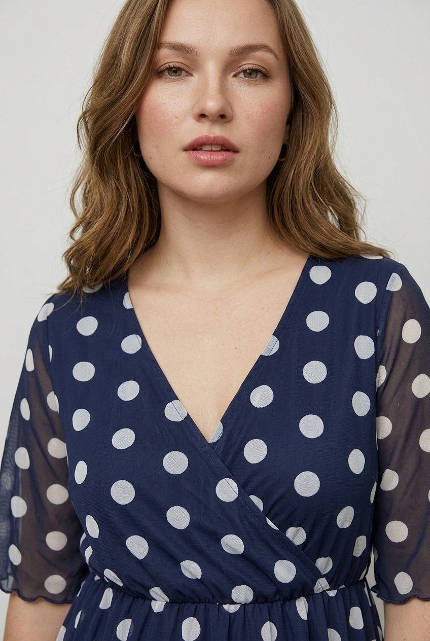 Plus Size V-Ausschnitt Midi-Kleid mit Futter