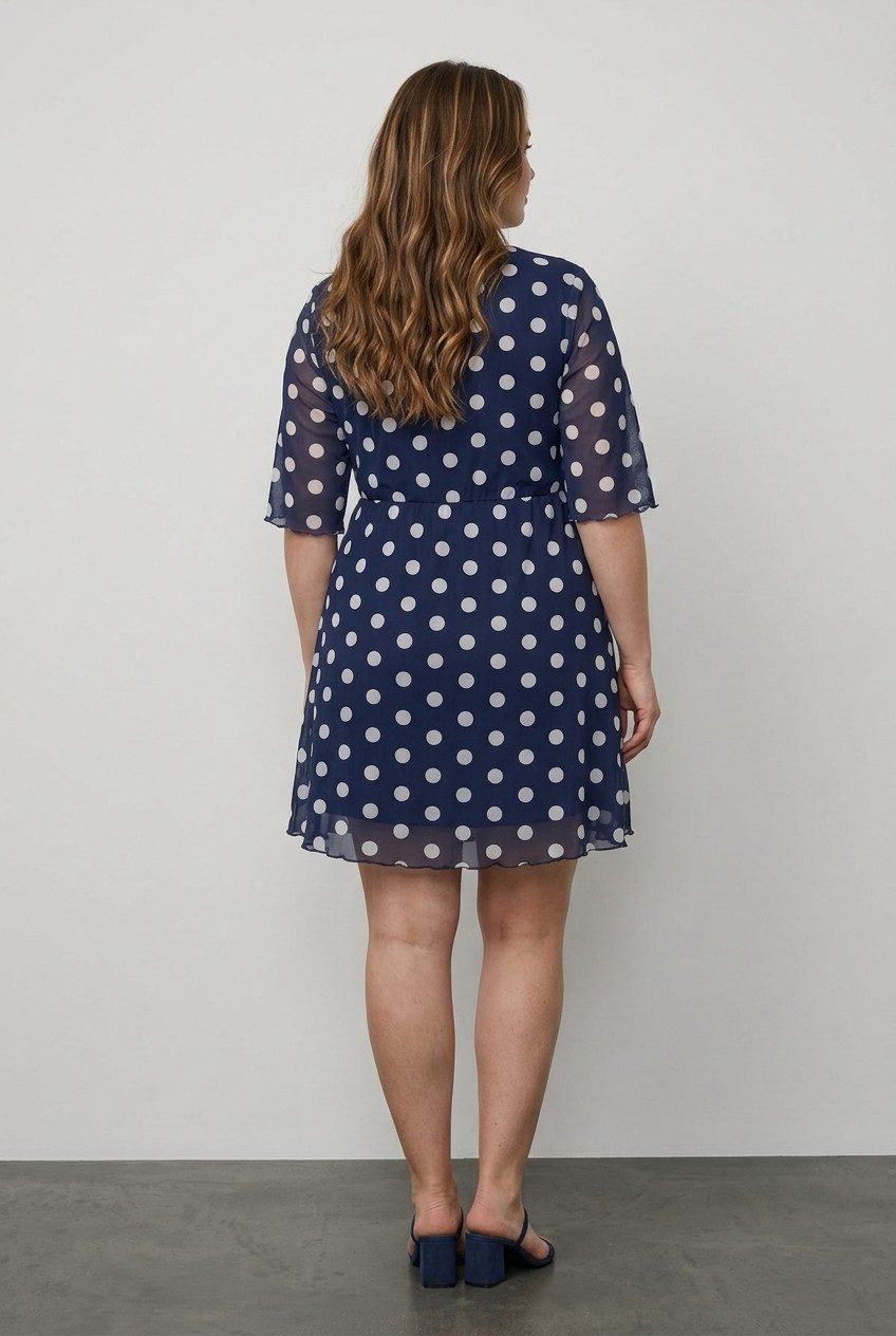 Plus Size V-Ausschnitt Midi-Kleid mit Futter