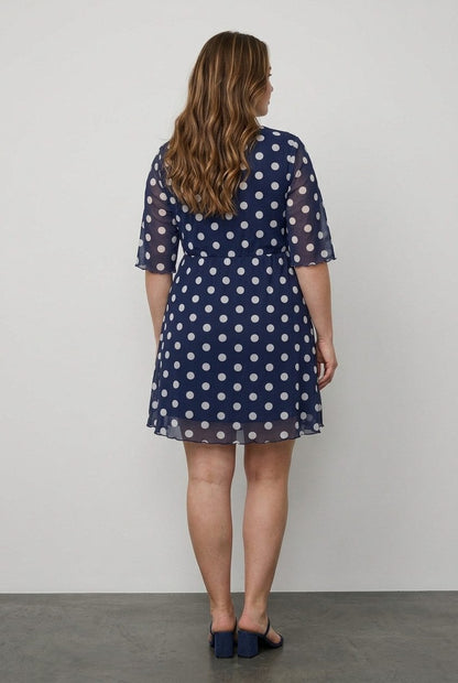 Plus Size V-Ausschnitt Midi-Kleid mit Futter