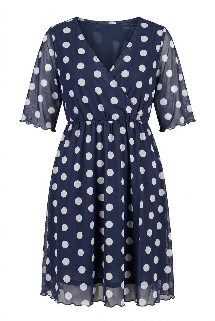 Plus Size V-Ausschnitt Midi-Kleid mit Futter