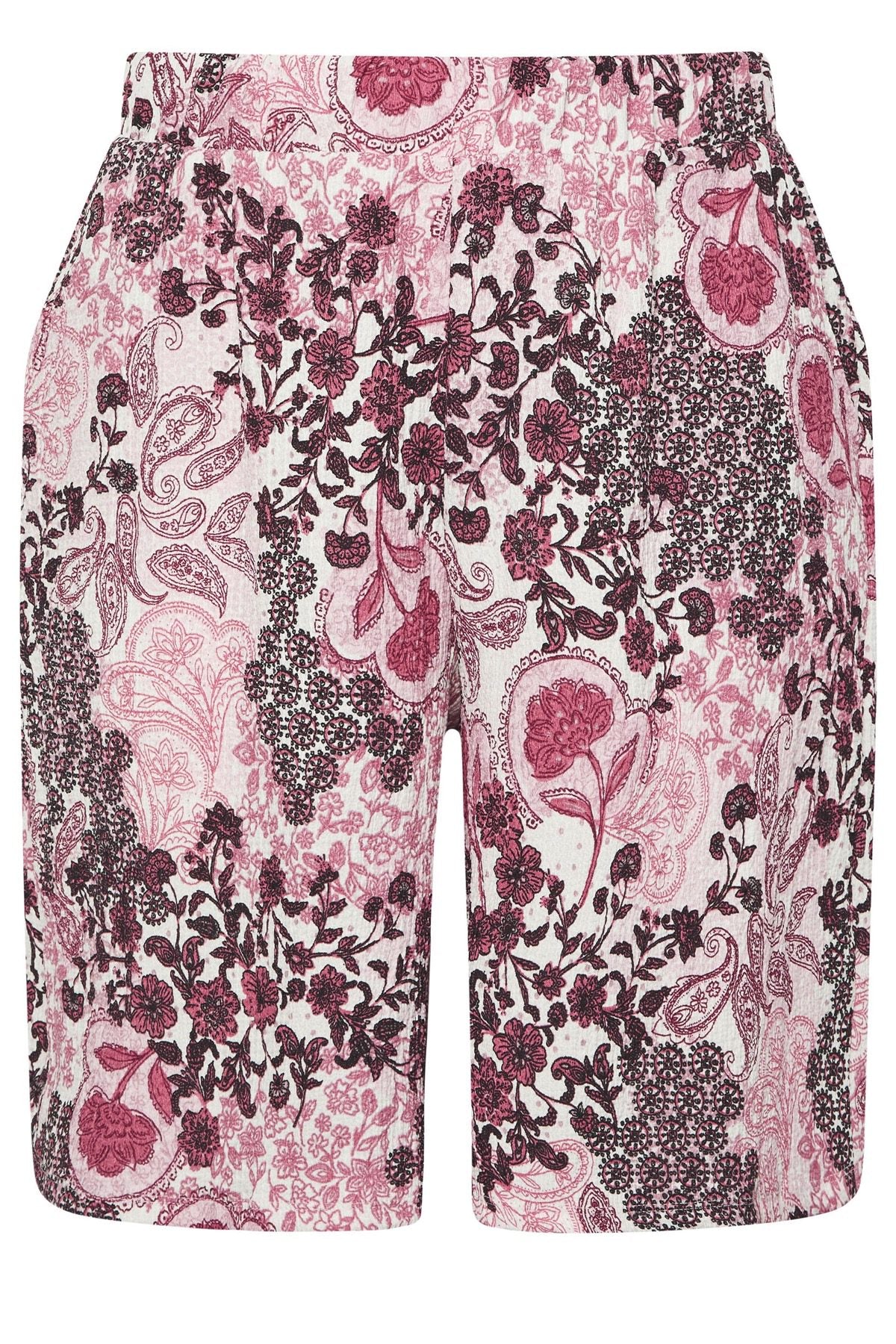Plus-Size-Kleid in Knielänge mit Bindekragen und Blumenmuster aus Crinkle-Stoff