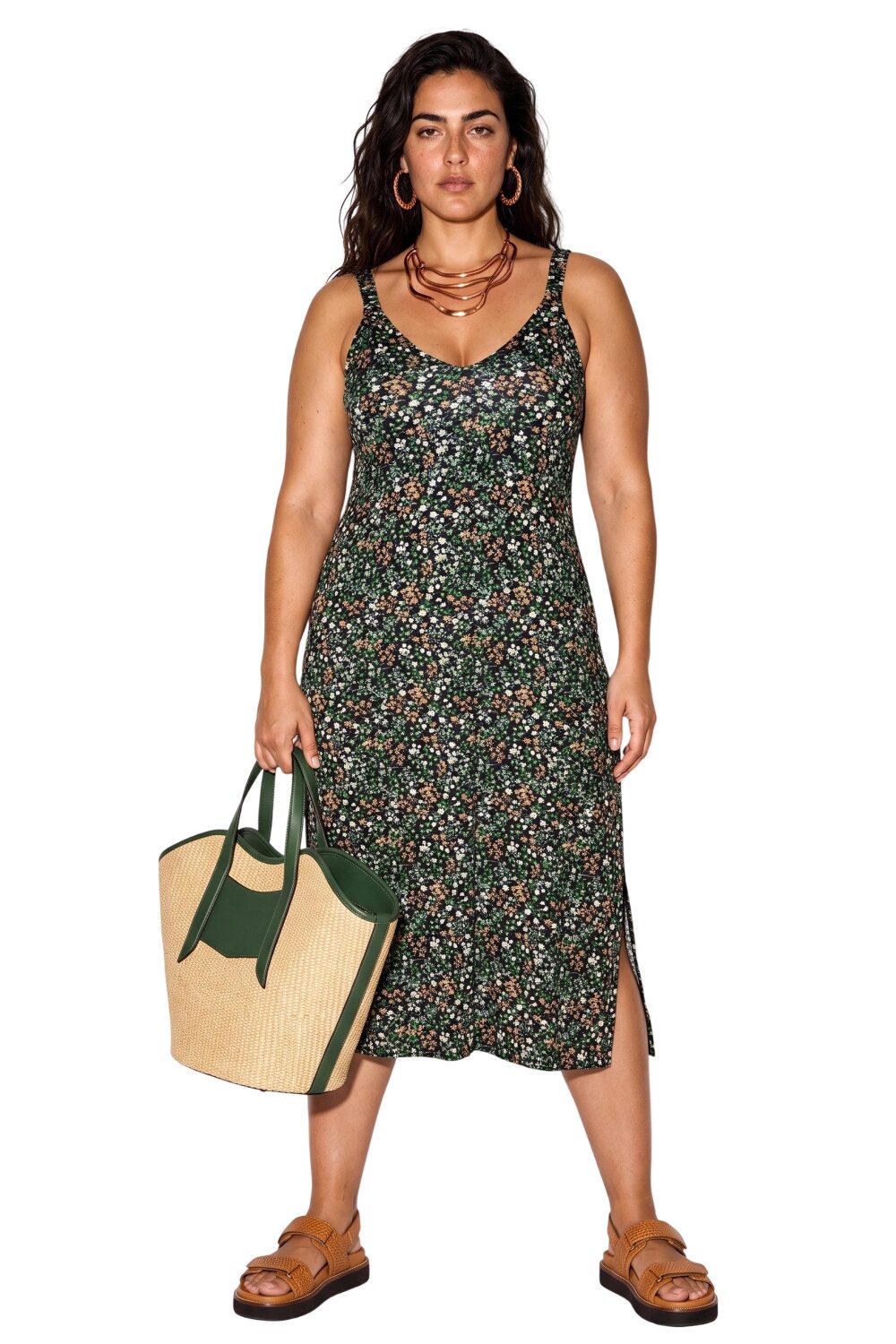 Plus Size Midi Kleid mit Trägern