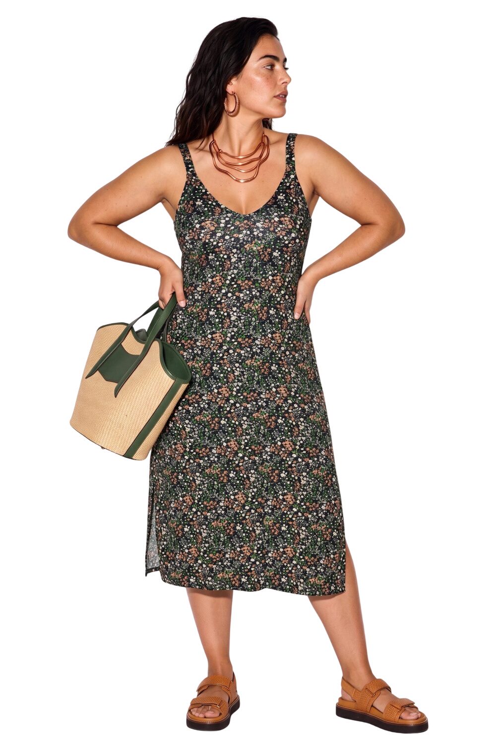 Plus Size Midi Kleid mit Trägern