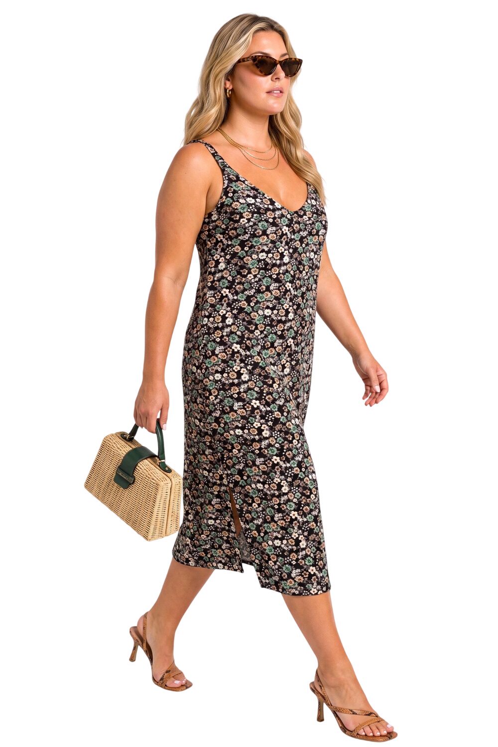 Plus Size Midi Kleid mit Trägern