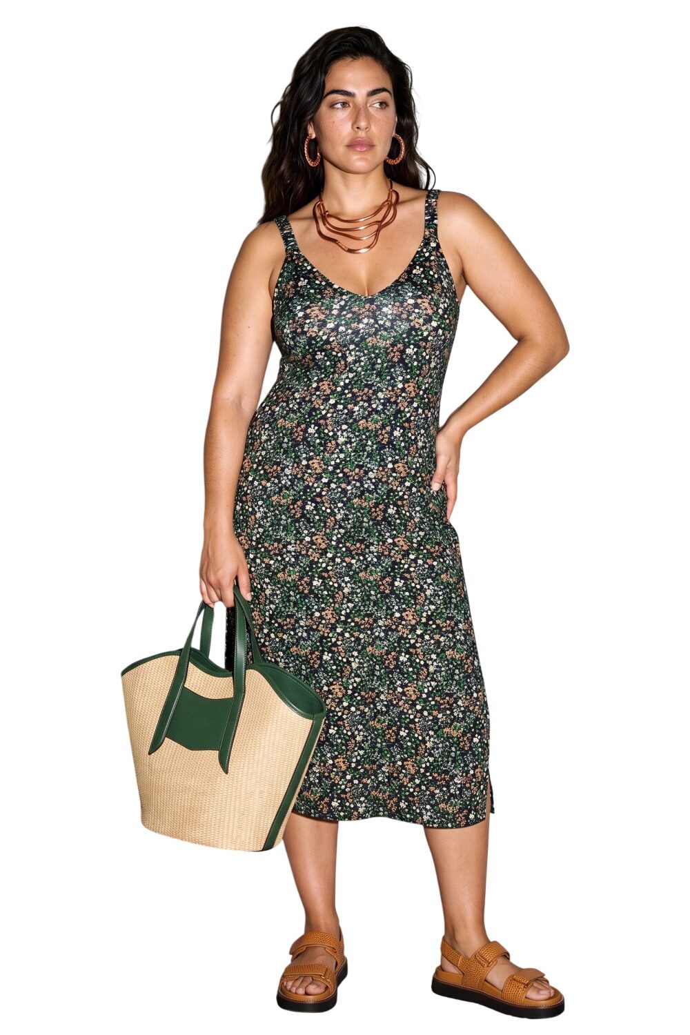Plus Size Midi Kleid mit Trägern