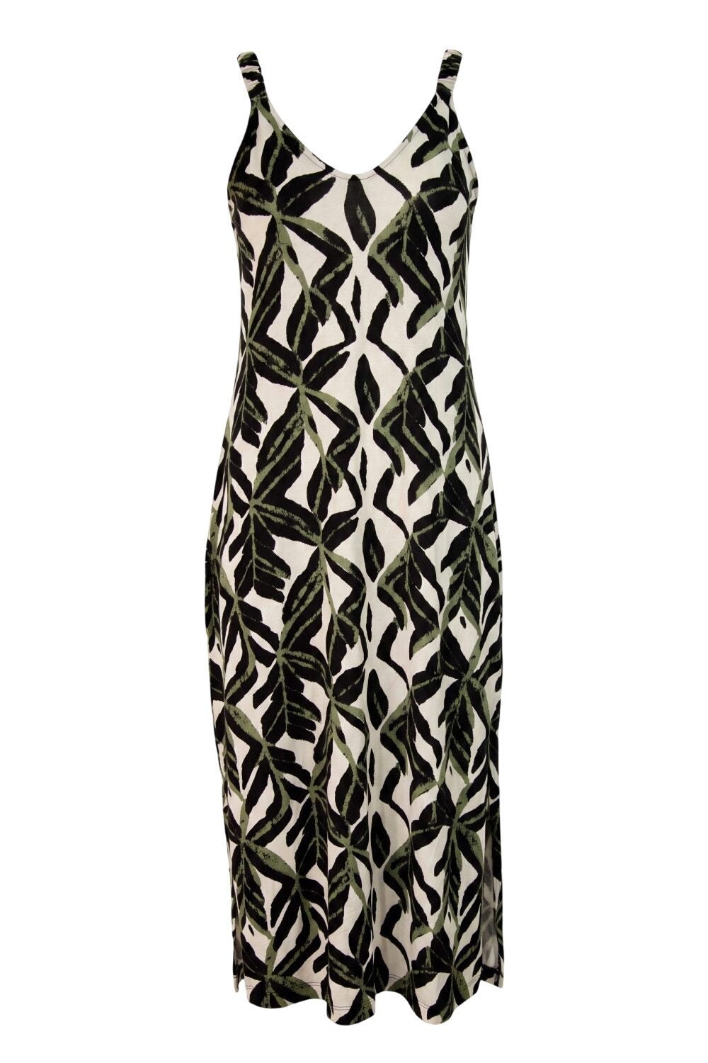 Druck Midi Kleid mit Schlitz in Übergröße