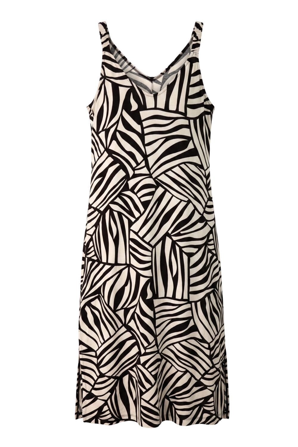 Druck Midi Kleid mit Schlitz in Übergröße