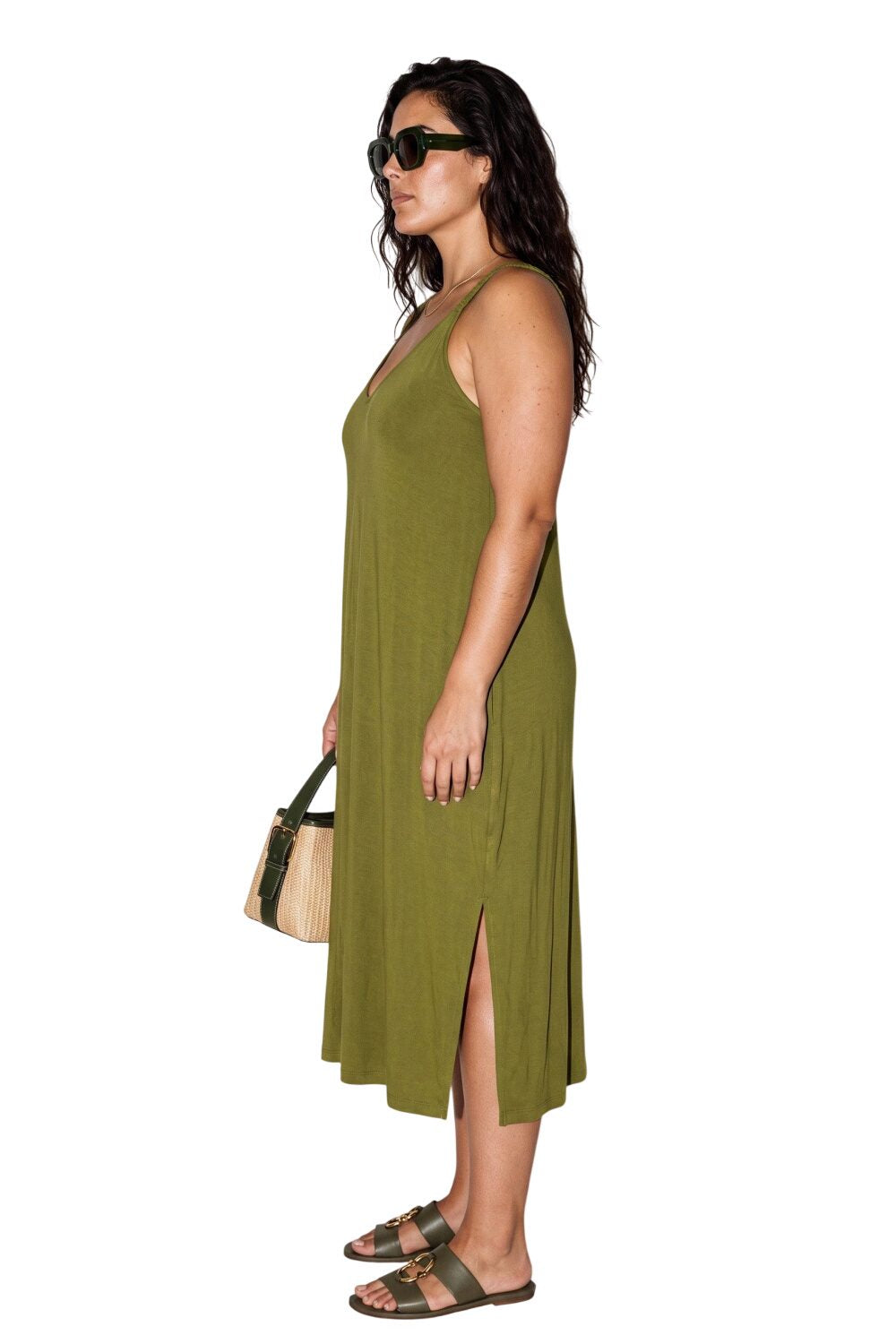 Plus Size Midi Kleid mit Schlitz