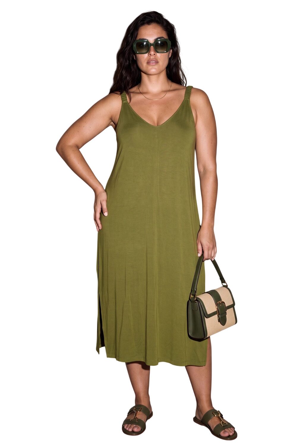 Plus Size Midi Kleid mit Schlitz