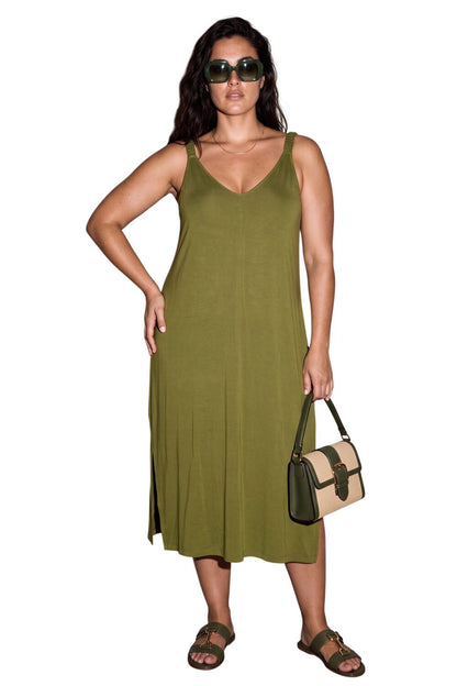 Plus Size Midi Kleid mit Schlitz