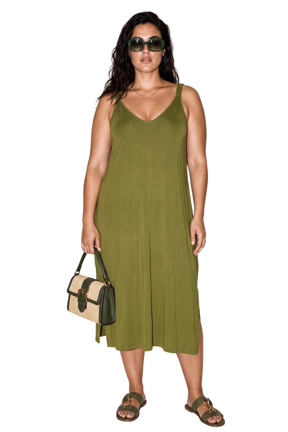 Plus Size Midi Kleid mit Schlitz