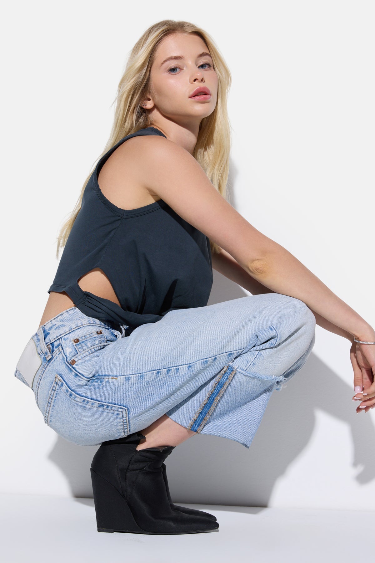 Crop-Bluse mit Raffdetails