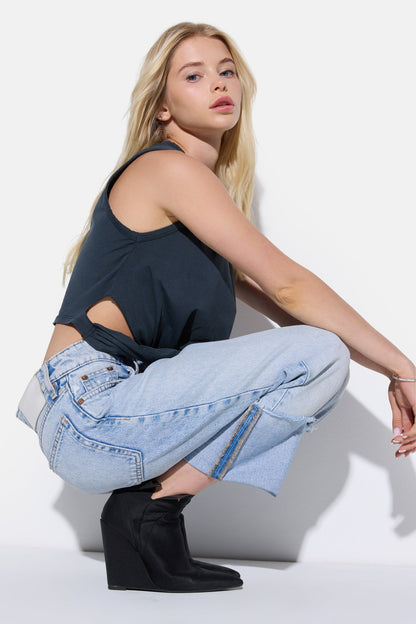 Crop-Bluse mit Raffdetails