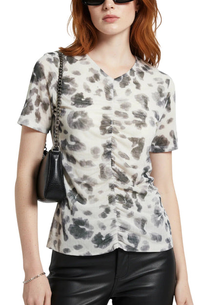 Bluse mit Raffdetails und Muster