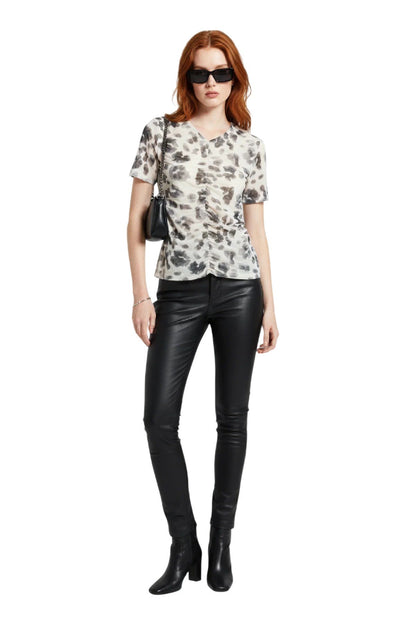 Bluse mit Raffdetails und Muster