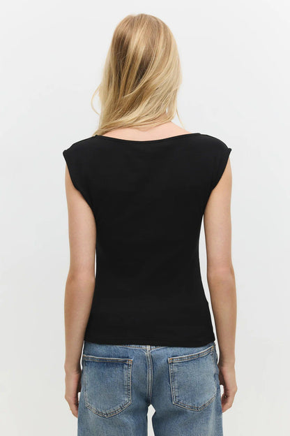 Ärmellose Baumwollbluse mit Raffungen