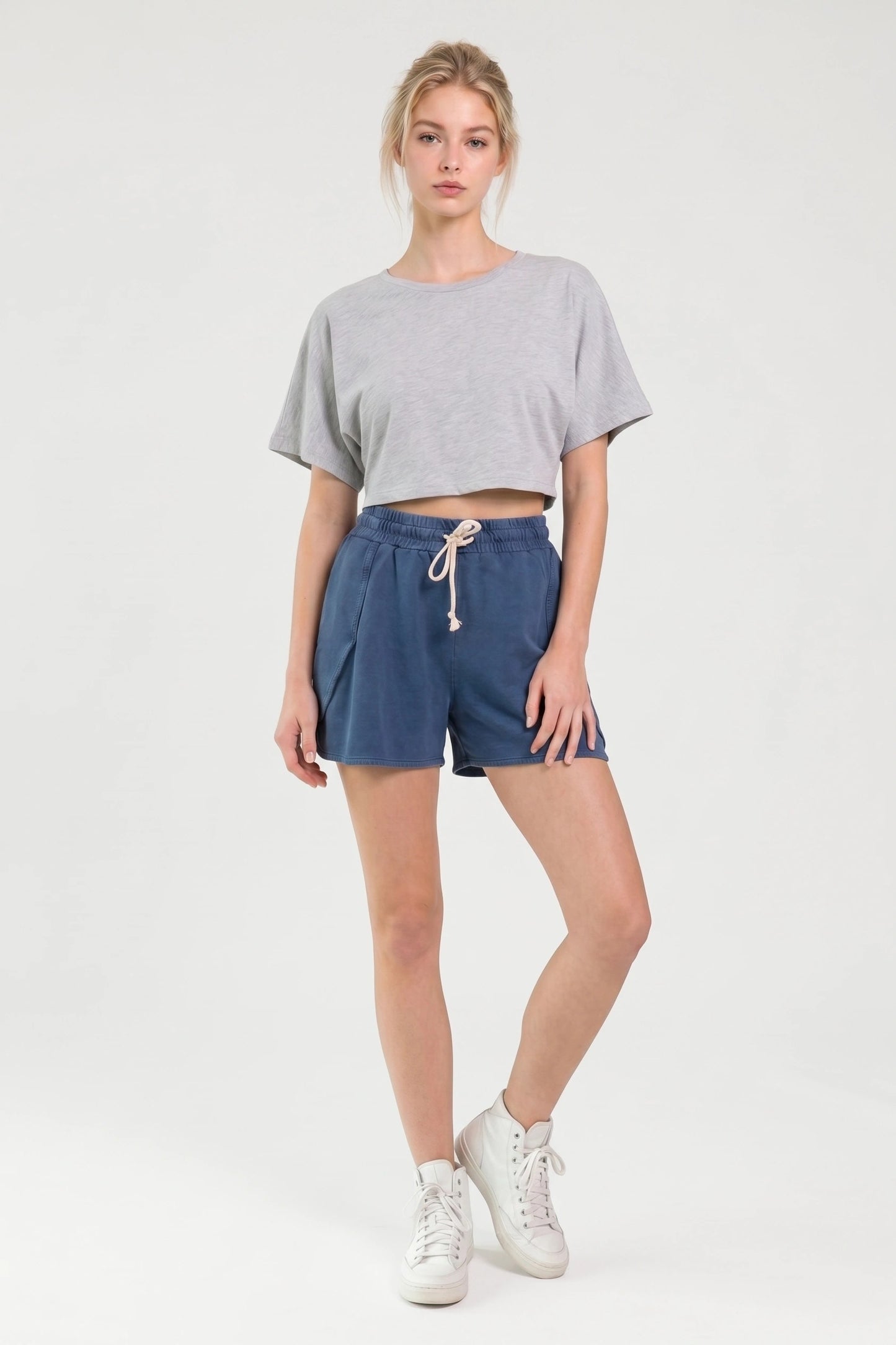 Baumwoll-Shorts mit Kordelzug