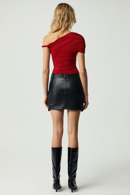 BURENTY Damen Bluse asymmetrisch Slim