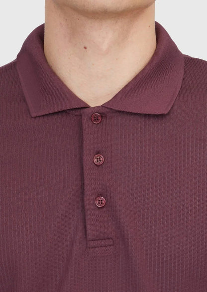 Burgunderfarbenes Polo-Neck-Jacquard-Sweatshirt