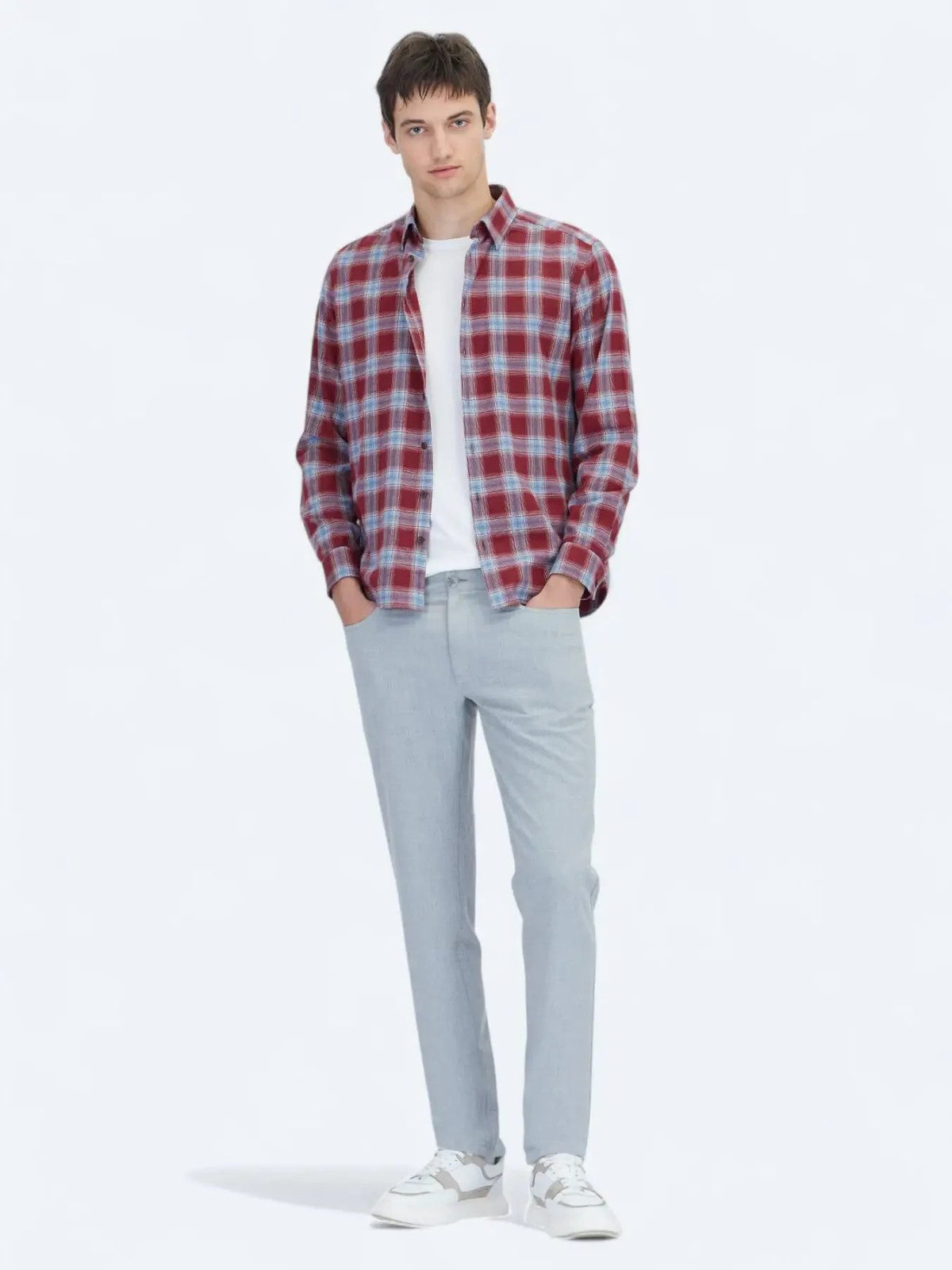 Burgunder Regular Fit Casual Hemd 100% Baumwolle