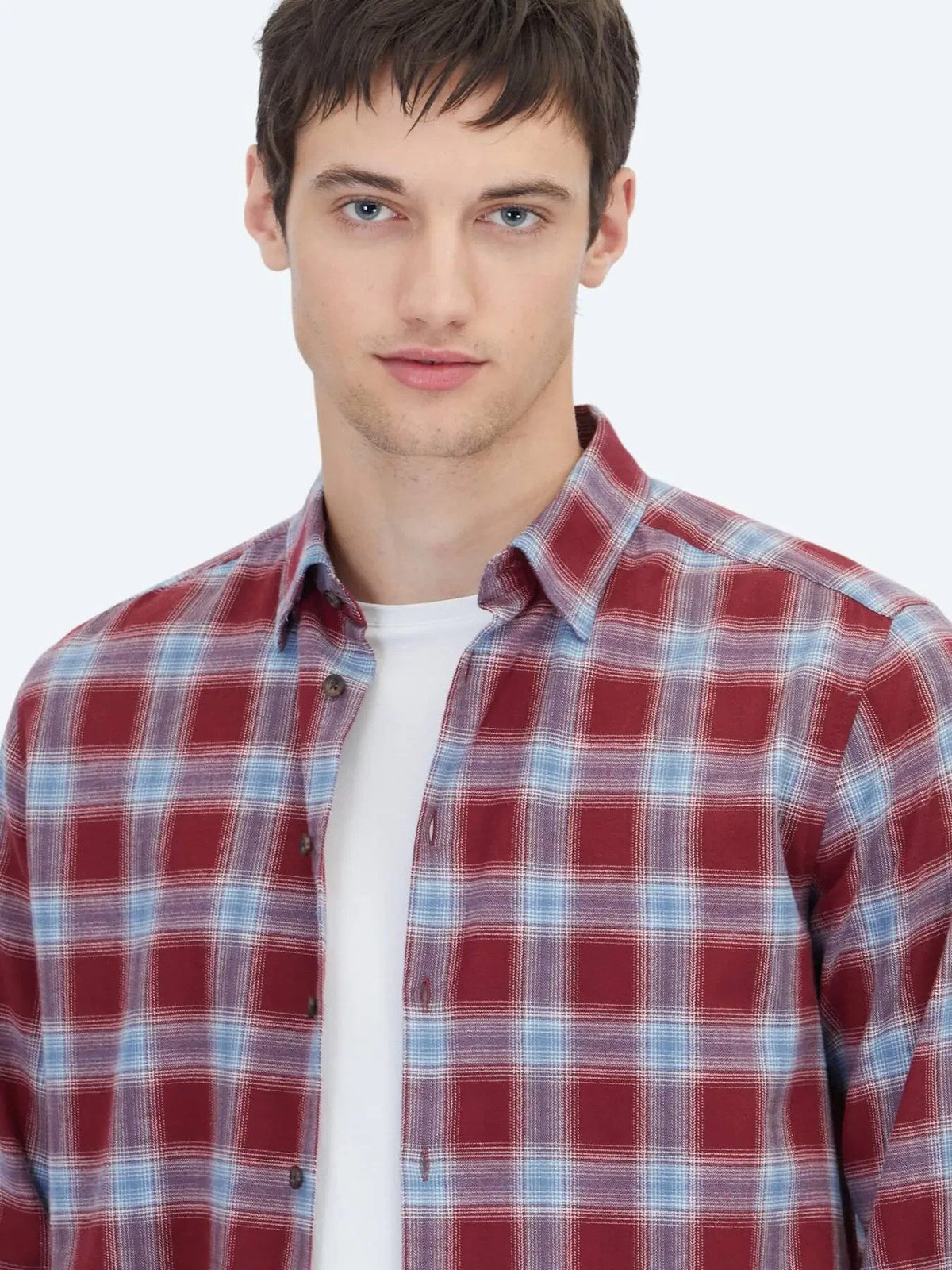 Burgunder Regular Fit Casual Hemd 100% Baumwolle