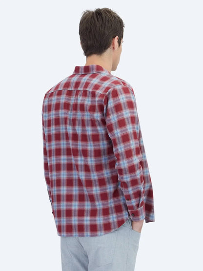 Burgunder Regular Fit Casual Hemd 100% Baumwolle