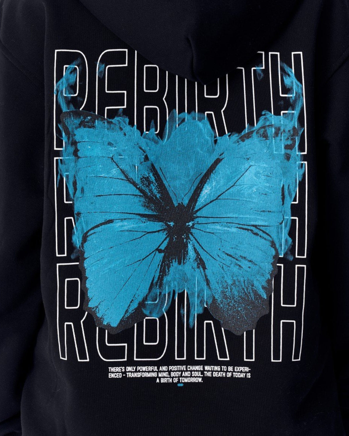 Schwarzer Kapuzen-Schmetterling Wiedergeburt Sweatshirt