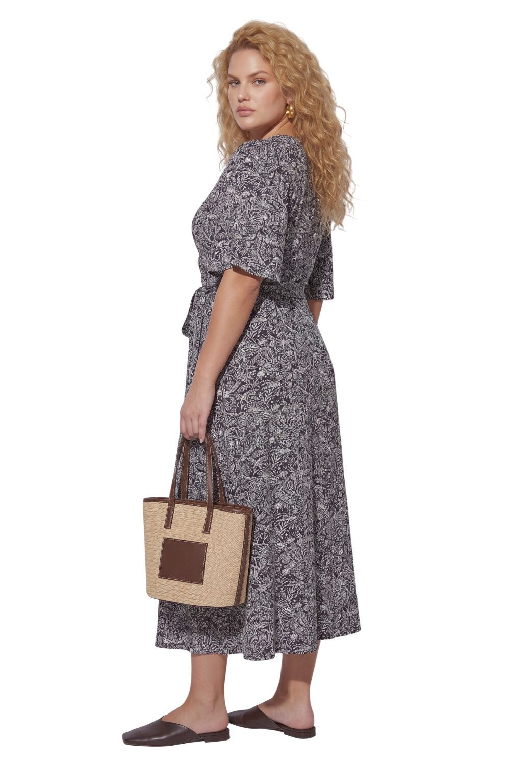 Übergrößen Blumen Wickel-Maxi-Kleid