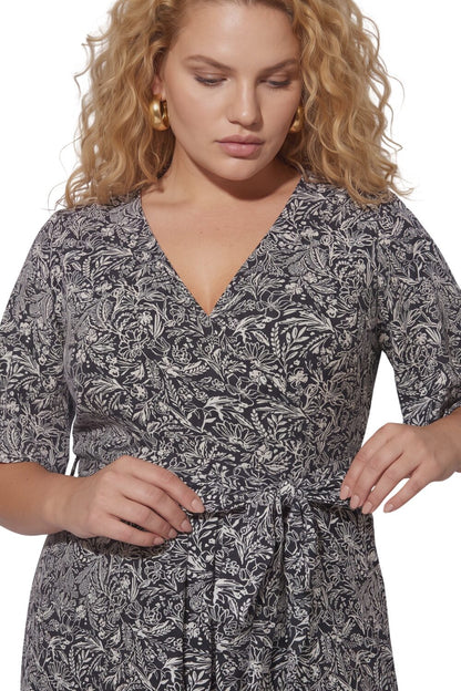 Übergrößen Blumen Wickel-Maxi-Kleid