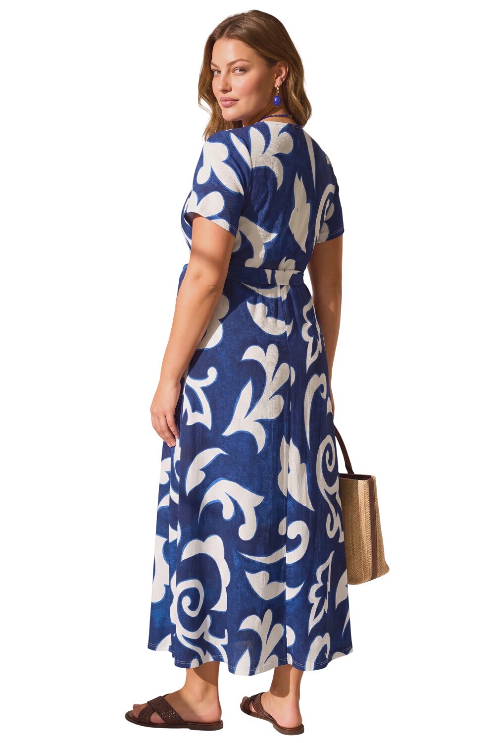 Plus Size V-Ausschnitt Maxikleid mit Muster