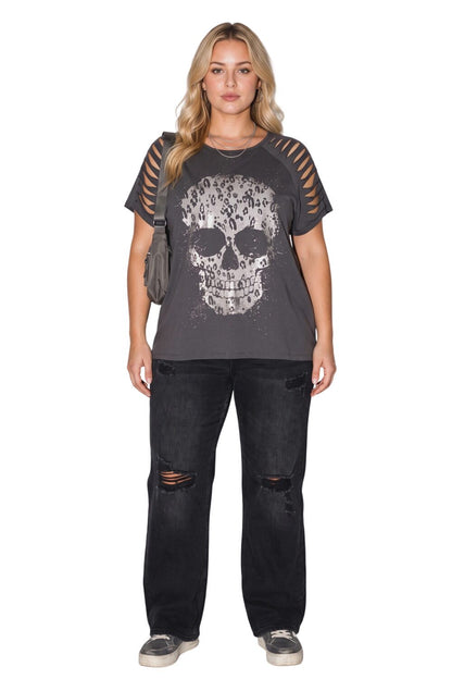 Plus Size T-Shirt mit Totenkopf-Design