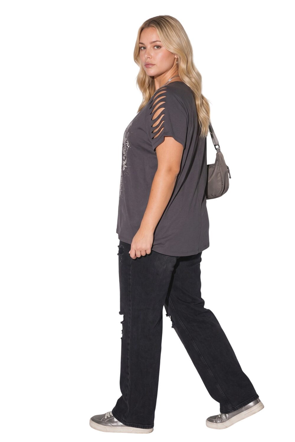 Plus Size T-Shirt mit Totenkopf-Design