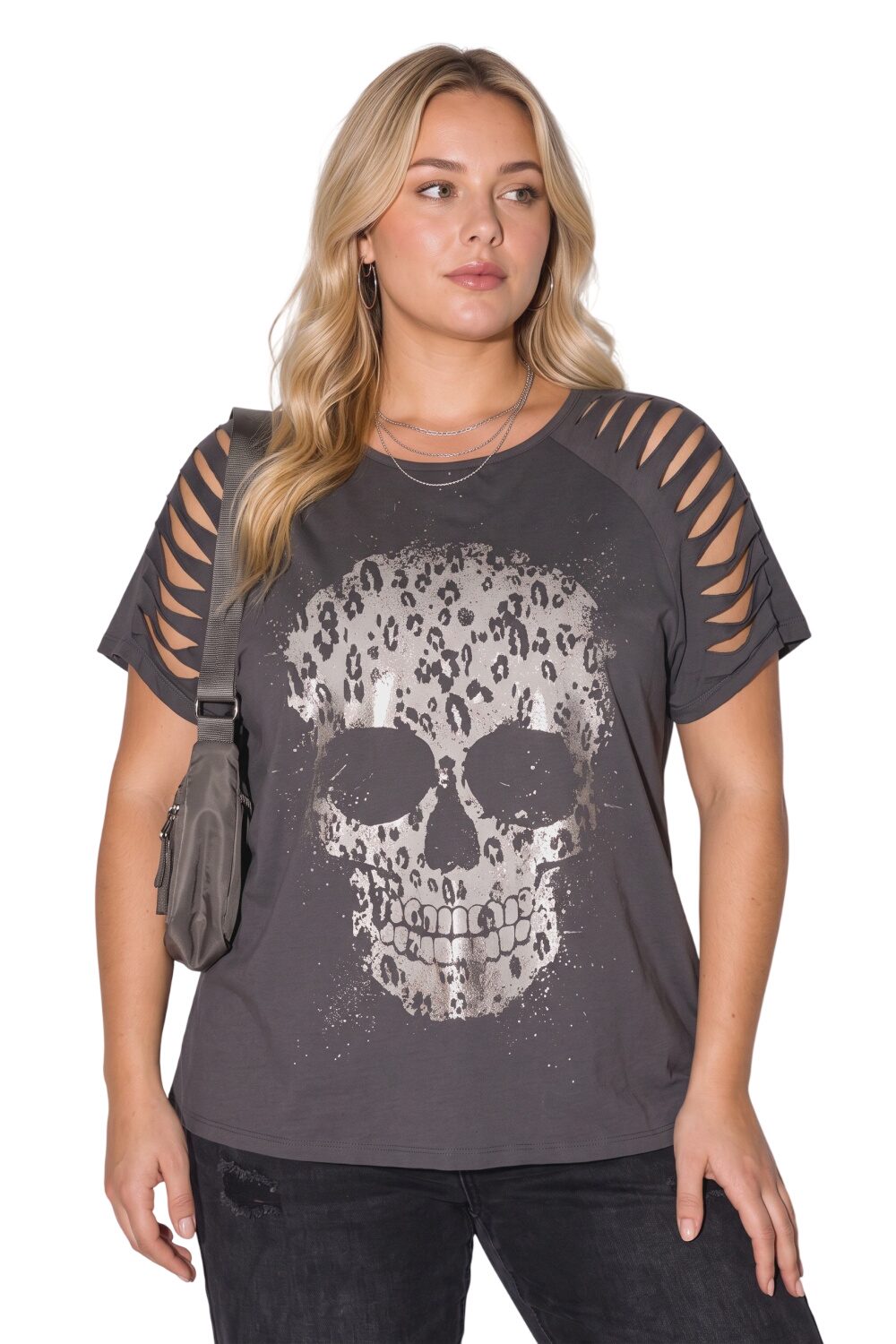 Plus Size T-Shirt mit Totenkopf-Design