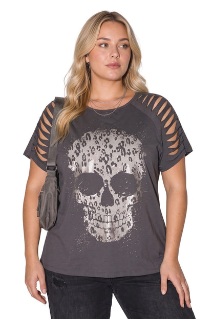 Plus Size T-Shirt mit Totenkopf-Design