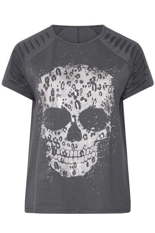 Plus Size T-Shirt mit Totenkopf-Design
