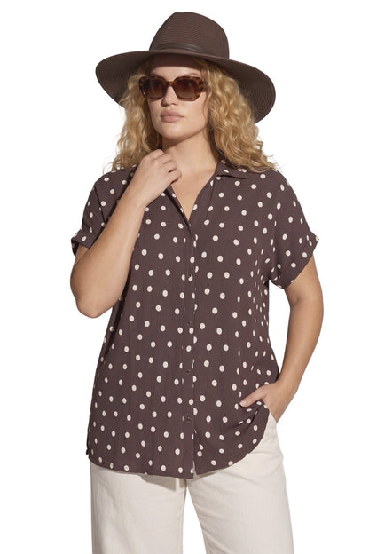 Große Größen Polka Dot Kurzarmshirt