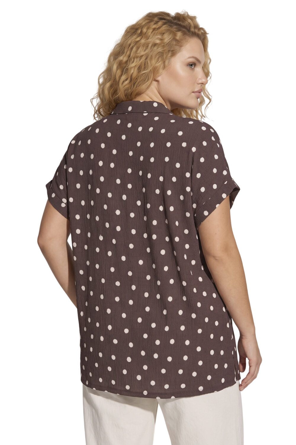 Große Größen Polka Dot Kurzarmshirt
