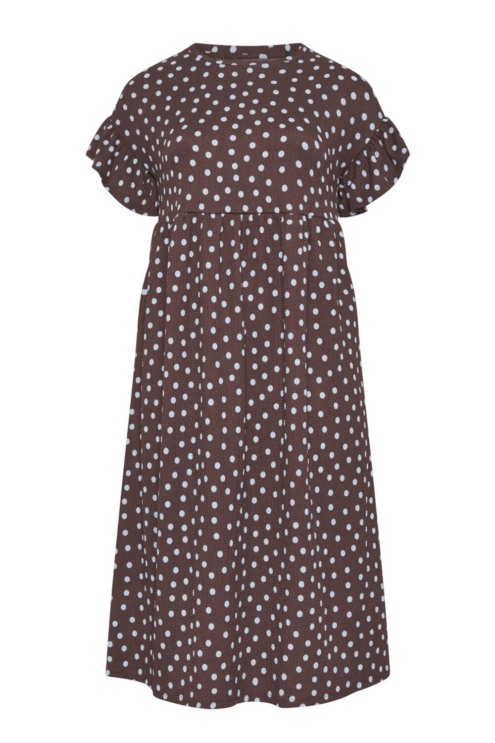 Plus-Size Punkte Rüschenkleid mit Taschen