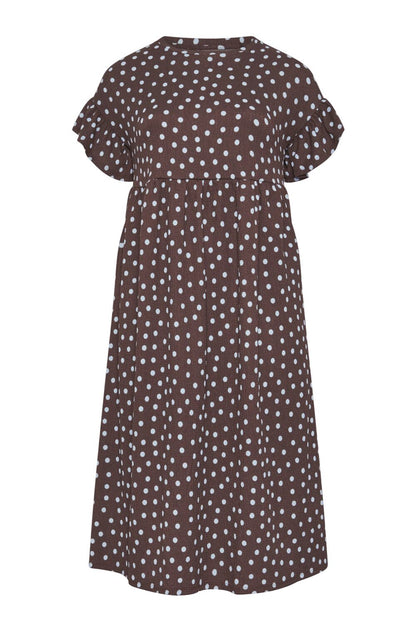 Plus-Size Punkte Rüschenkleid mit Taschen